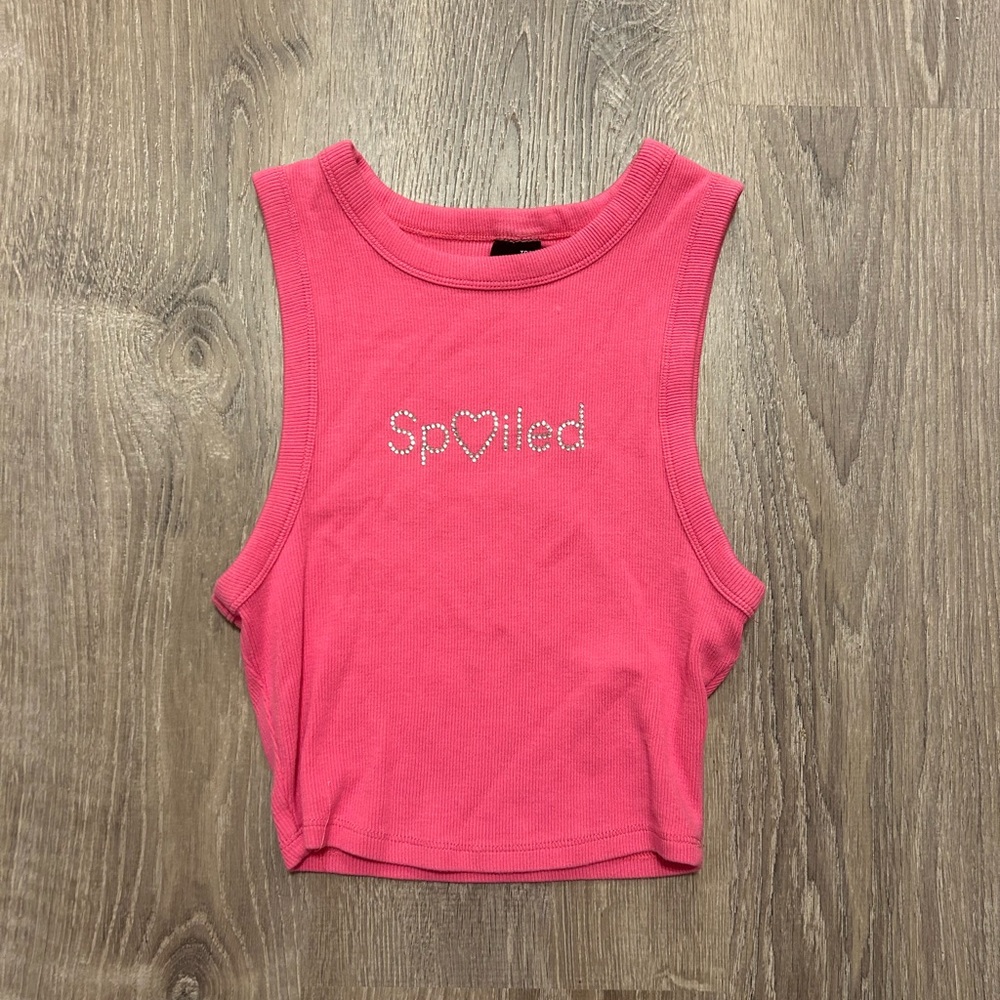 Pink Diamanté Rhinestone Tank Top